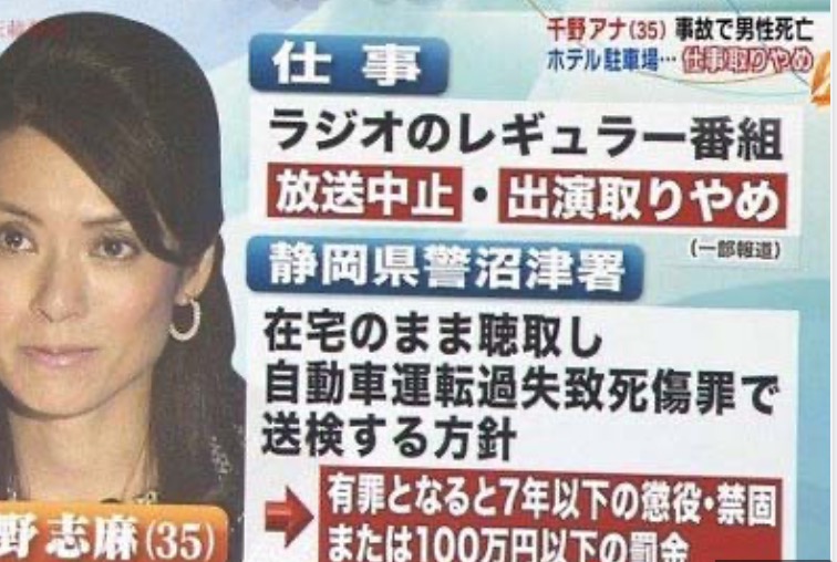 千野志麻の現在は夫のおかげで上級国民？ホテル事故揉み消し疑惑